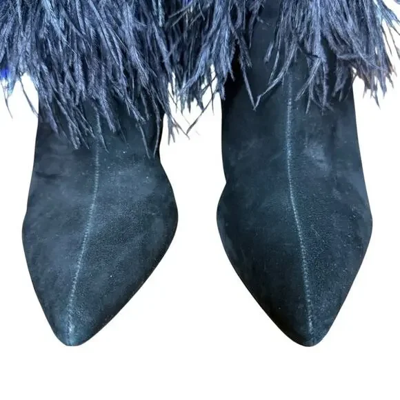 Jessica Simpson Piume Feather Black High Heel Ankle Boots Booties Shoes sz 10 - Picture 7 of 16
